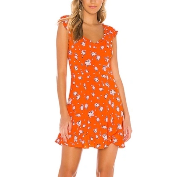 Free People Like A Lady Printed Mini Dress In Orange size XS - Picture 1 of 12